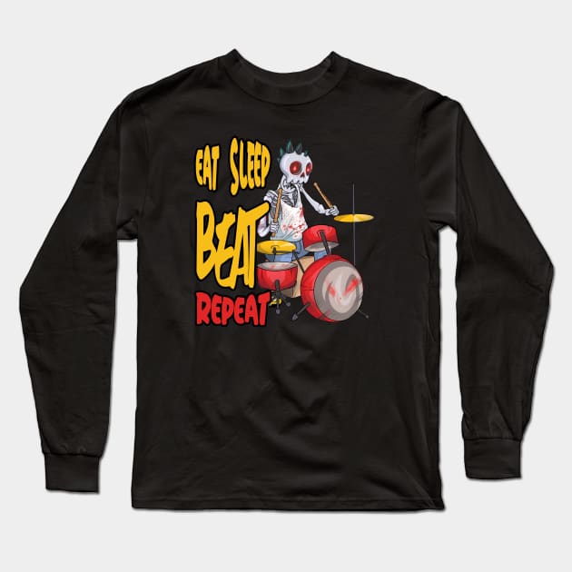 Eat Sleep Drum Long Sleeve T-Shirt by Trendy Black Sheep